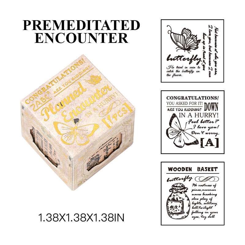 Premeditated Encounter vintage wood stamp set - romantic design