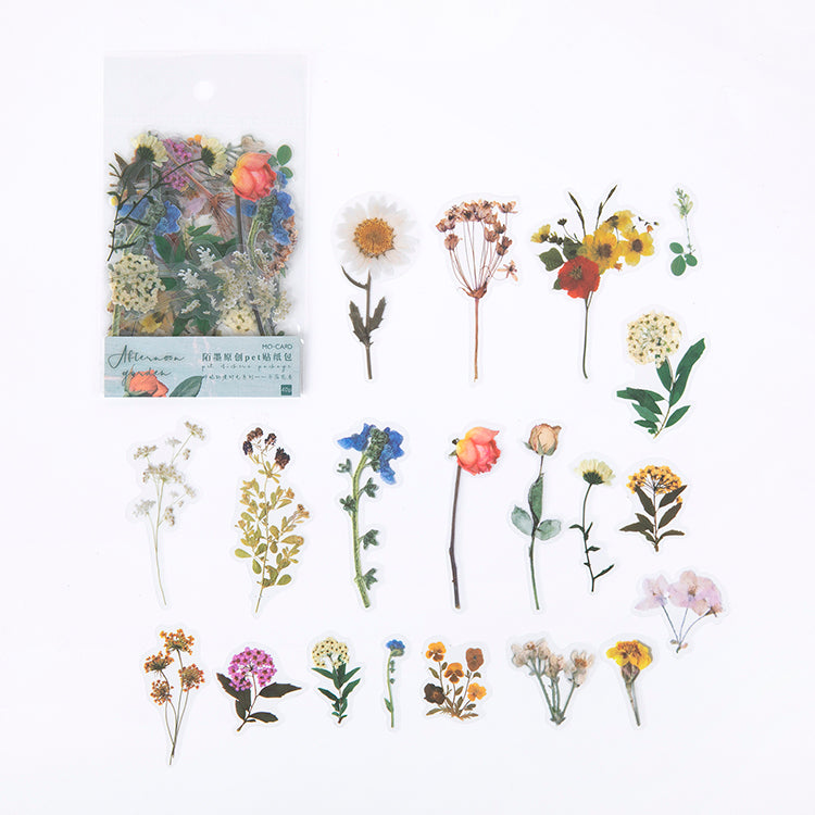 Pressed wildflowers and dried florals waterproof planner stickers