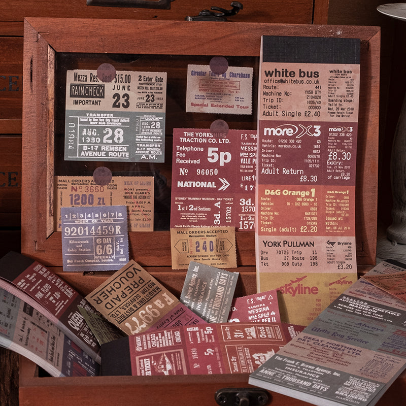 Vintage train ticket stickers 30 sheets retro ephemera for journaling and scrapbooking
