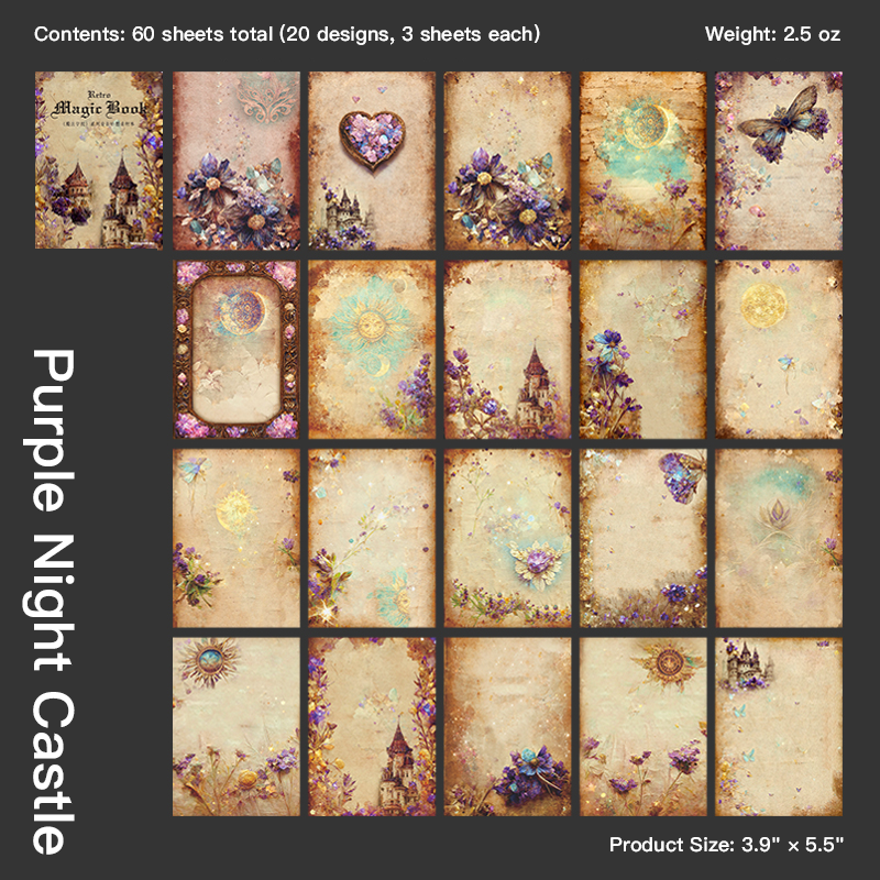 Magic Academy Collection - Purple Night Castle Gothic Background Paper