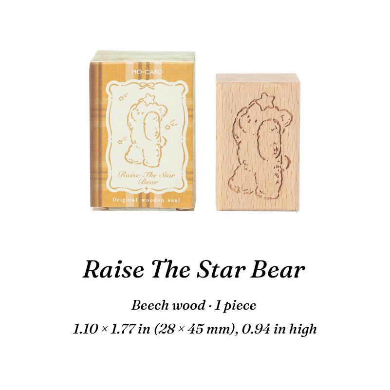 Vintage Hand-Drawn Bear Wooden Rubber Stamps — 8 Whimsical Designs