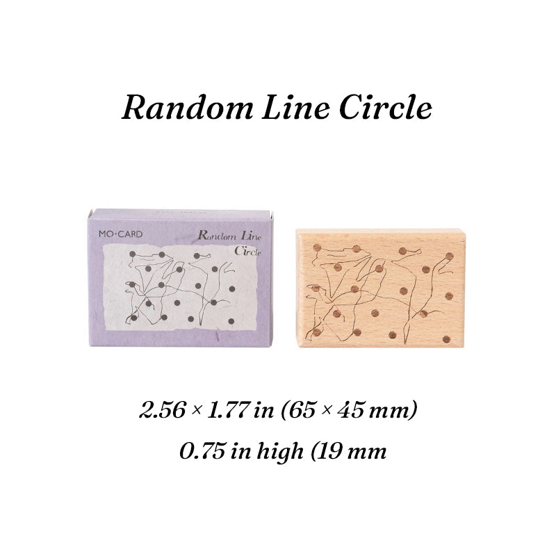 Random line circle romantic background wooden stamp, abstract dot rubber face on beech wood block for minimalist journaling.