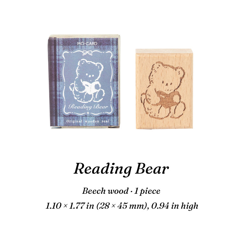 Vintage Hand-Drawn Bear Wooden Rubber Stamps — 8 Whimsical Designs