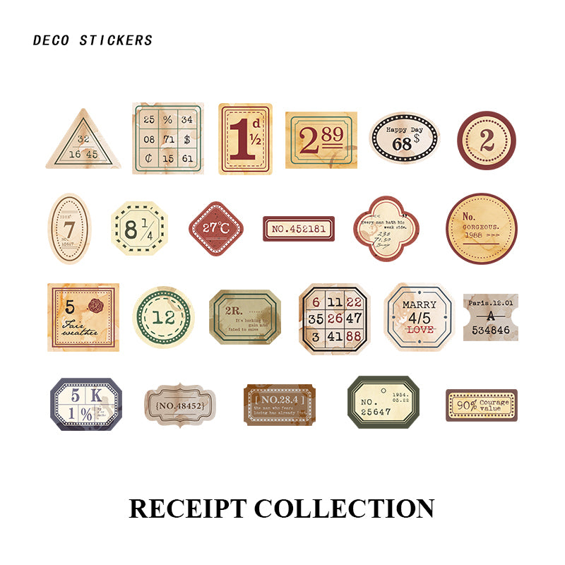 "Receipt Collection - vintage receipt-themed stickers from retro sticker box"