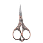 Red copper lily scissors, vintage ornate floral handle