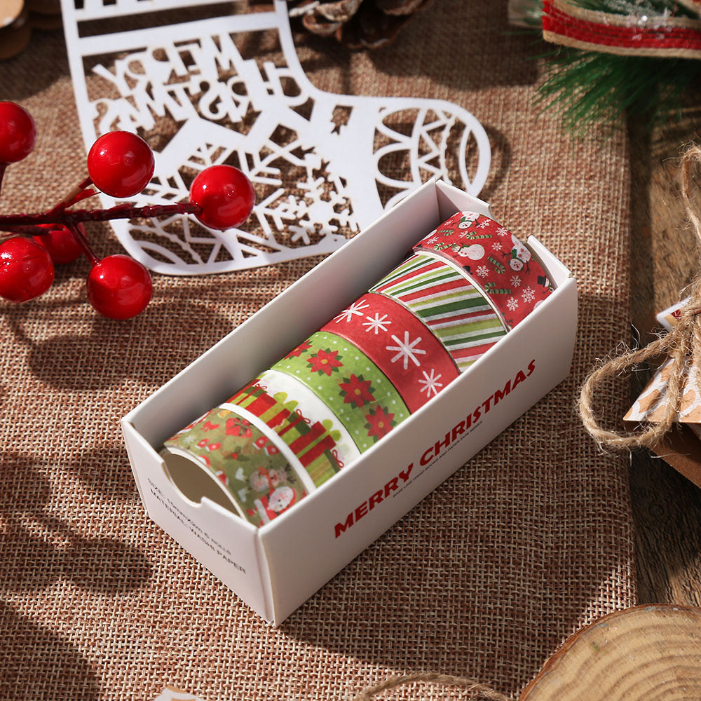 Red plaid Christmas washi tape set in Merry Christmas box