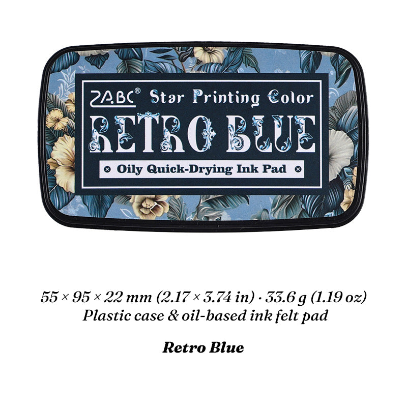 Retro Blue Star Printing oil-based ink pad in floral case