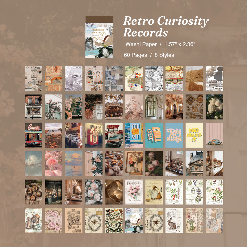 Retro curiosity records vintage objects aesthetic stickers