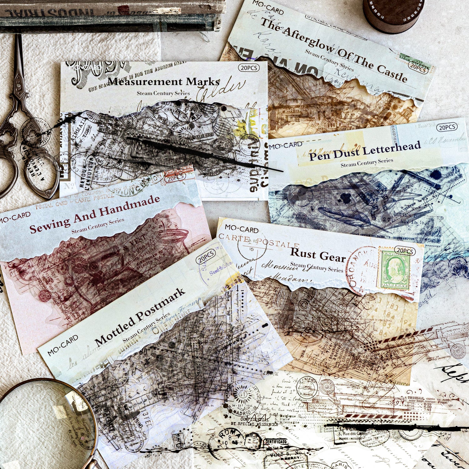 Steam Century sticker collection showing all 6 vintage style options