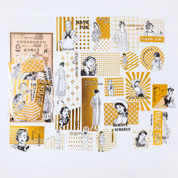 Retro 1950s fashion ladies and vintage aesthetic stickers