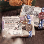 Display of retro pocket sticker book with nostalgic vintage designs for portable crafting
