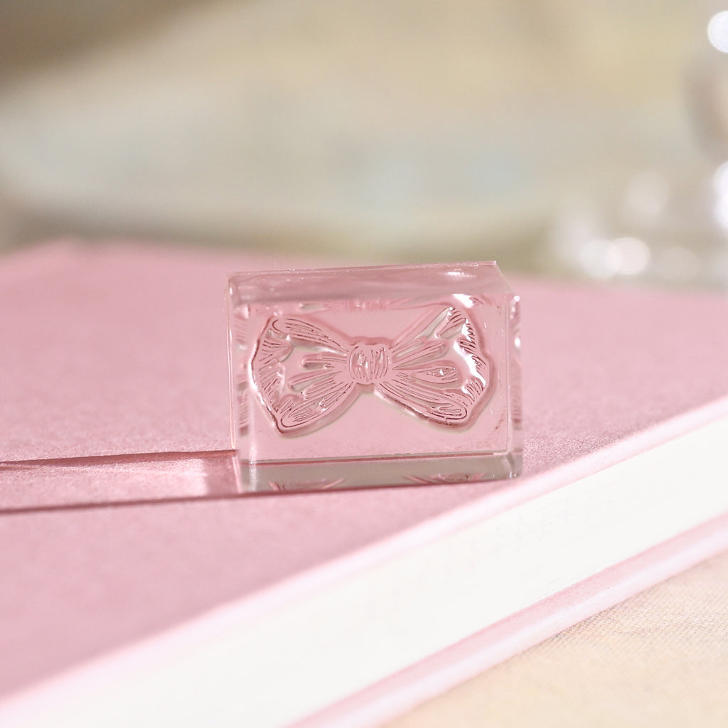 lace reverie acrylic stamp ribbon knot tiny clear stamp lace detail vintage