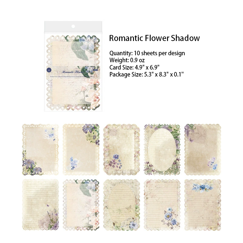 Romantic Flower Shadow design - botanical lace vintage paper