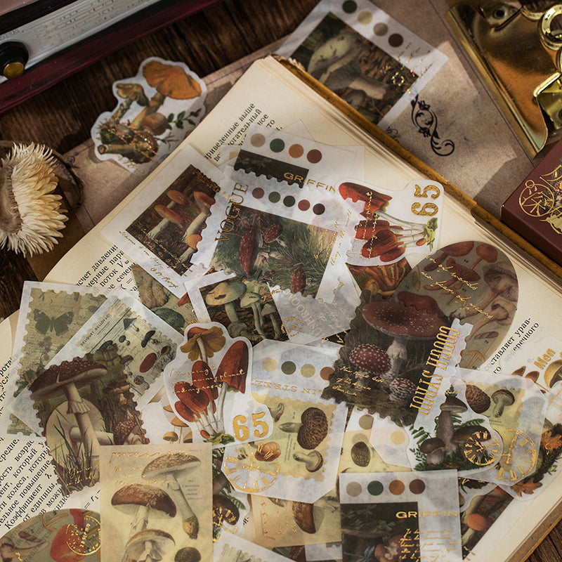 Japanese ukiyo-e vintage stickers with gold foil embossing in elegant drawer packaging