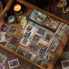 Ukiyo-e foil sticker drawer box with 30 romantic vintage Japanese designs