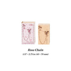 Rose Chain beech wood stamp – laser engraved rose chain border, 1.57 × 2.75 in (40 × 70 mm), in gift box