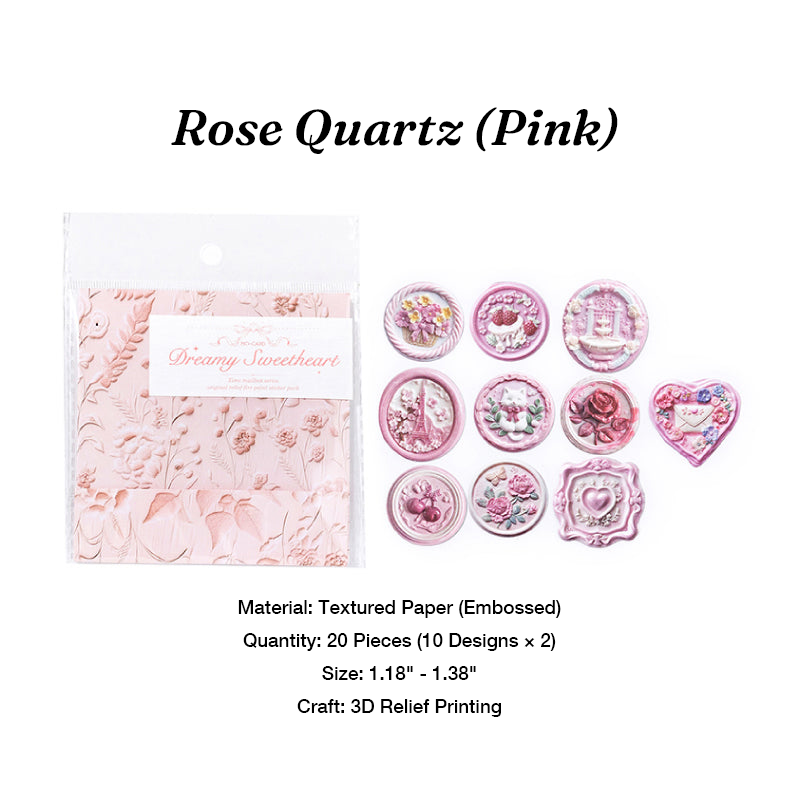 Pink faux wax seal stickers with heart and rose designs for wedding invitations