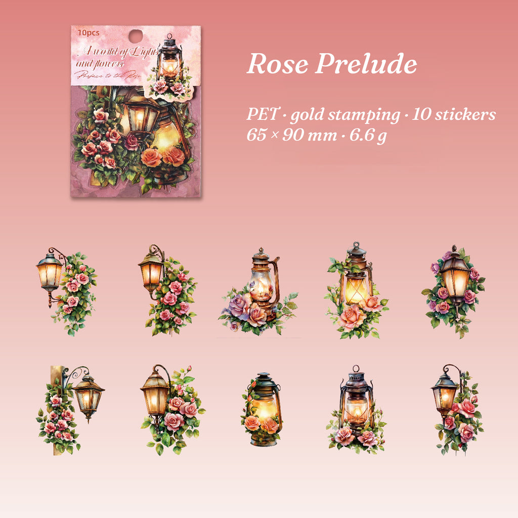 Rose Prelude colorway — 10 rose lantern stickers