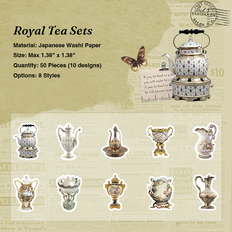 Royal tea sets exquisite die-cut washi tape