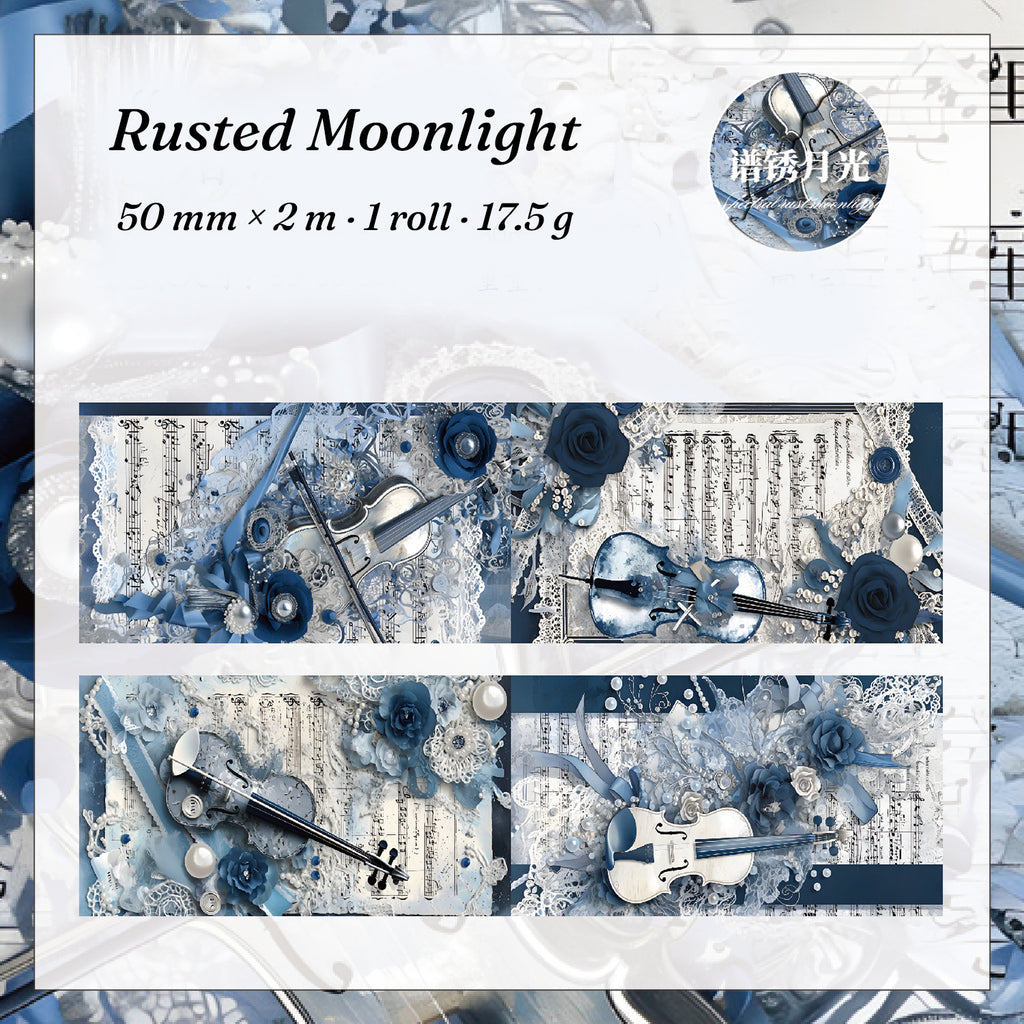 Rusted Moonlight design — full pattern loop of blue-patina butterflies