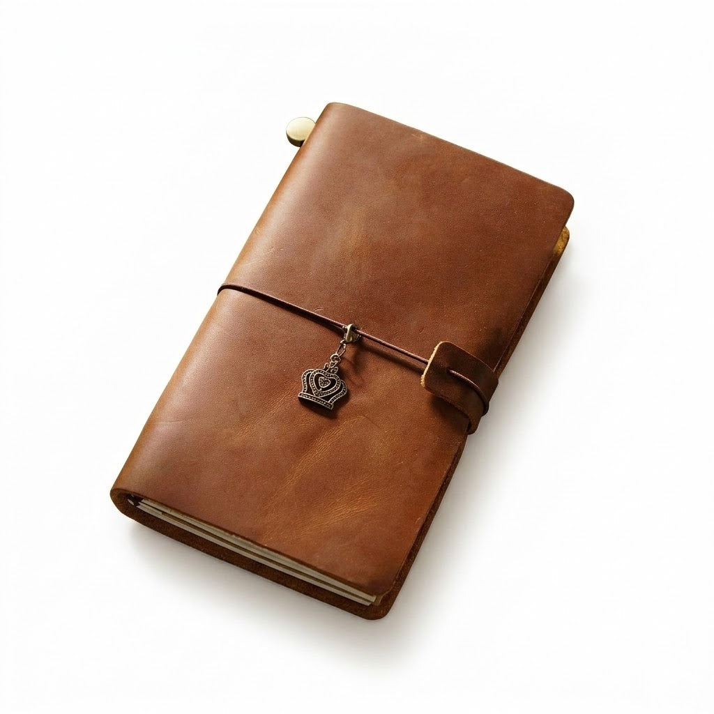  Premium full-grain leather pocket traveler's notebook in Rustic Brown
