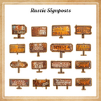Wooden directional signpost stickers for travel journal