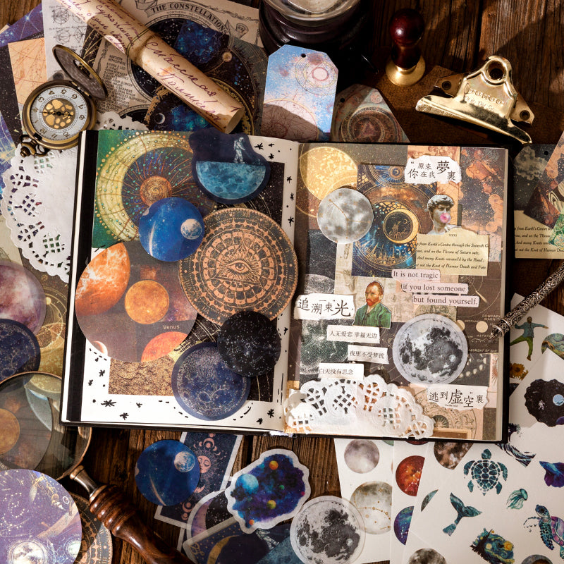 Scattered Stars theme — full layout of 83 celestial specimen pieces