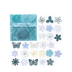 Serene blue botanicals laser cut butterfly paper elements
