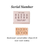 Vintage 0-9 Number Wooden Rubber Stamps — 10 Pcs, 6 Typeface Styles