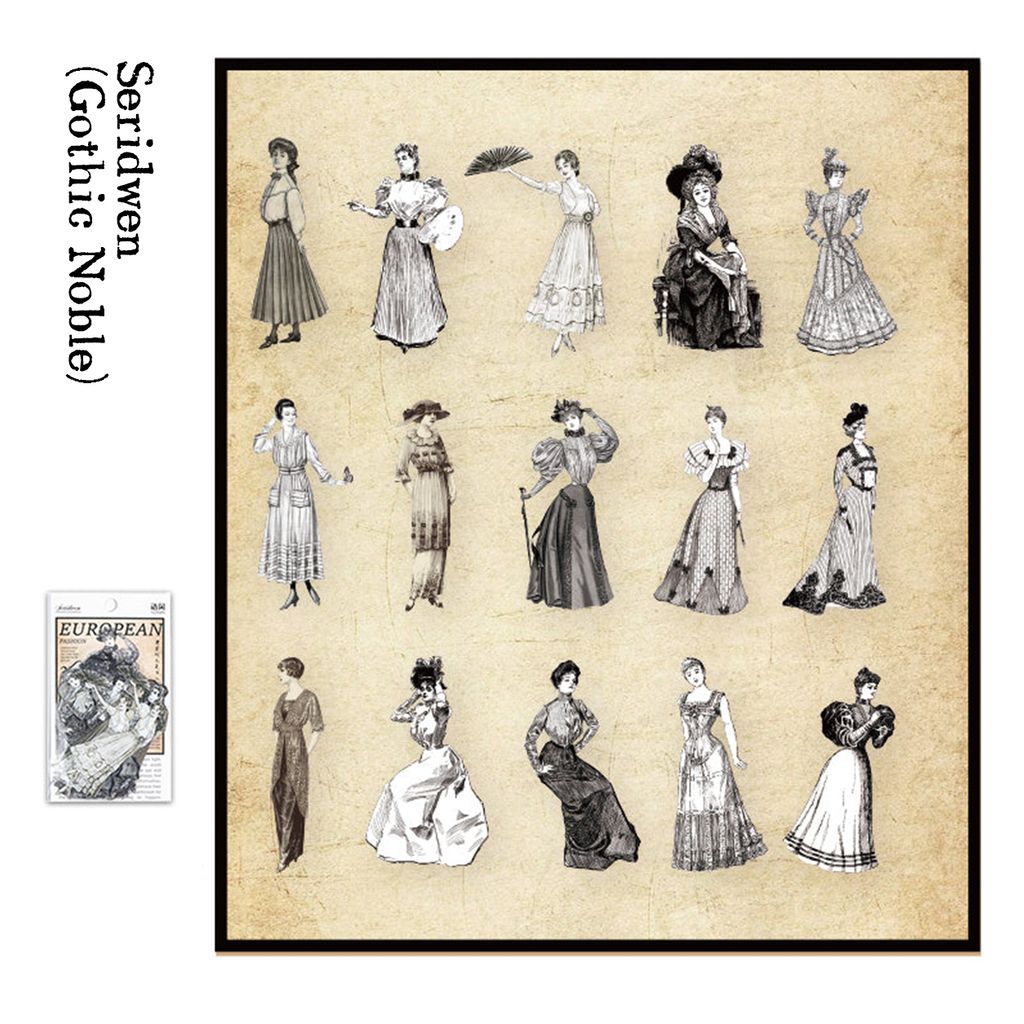 Seridwen gothic noble lady Victorian portrait stickers for dark academia journaling