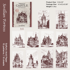 Sevillian fortress background paper, vintage medieval architecture for dark academia aesthetic