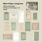 	Short Paper, Long Love sticker chart - 15 telegram and letter designs in sage green