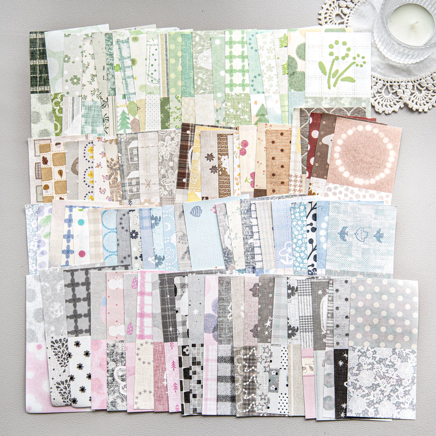 Single vintage ephemera paper pack with title text and botanical border print, mixed lightweight paper and PET overlay, pre-cut journal collage sheet for scrapbook layering
