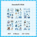 Snowbell's Wish PET sticker pack with 6 die-cut sheets