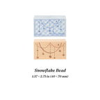 Snowflake Bead beech wood stamp – laser engraved beaded snowflake chain, 1.57 × 2.75 in (40 × 70 mm), in gift box