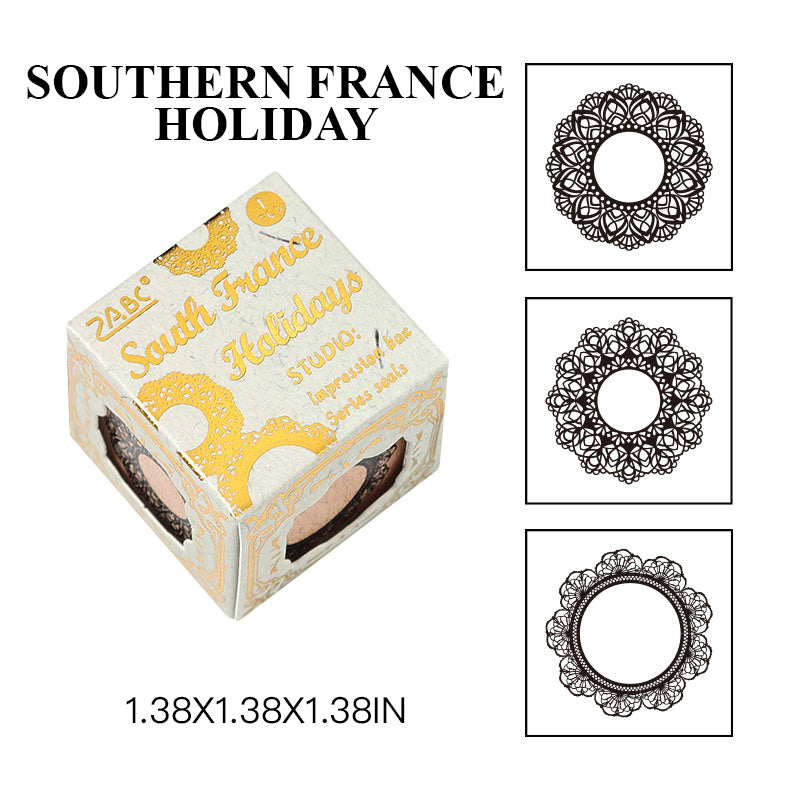 Southern France Holiday vintage wood stamp set - travel inspired design