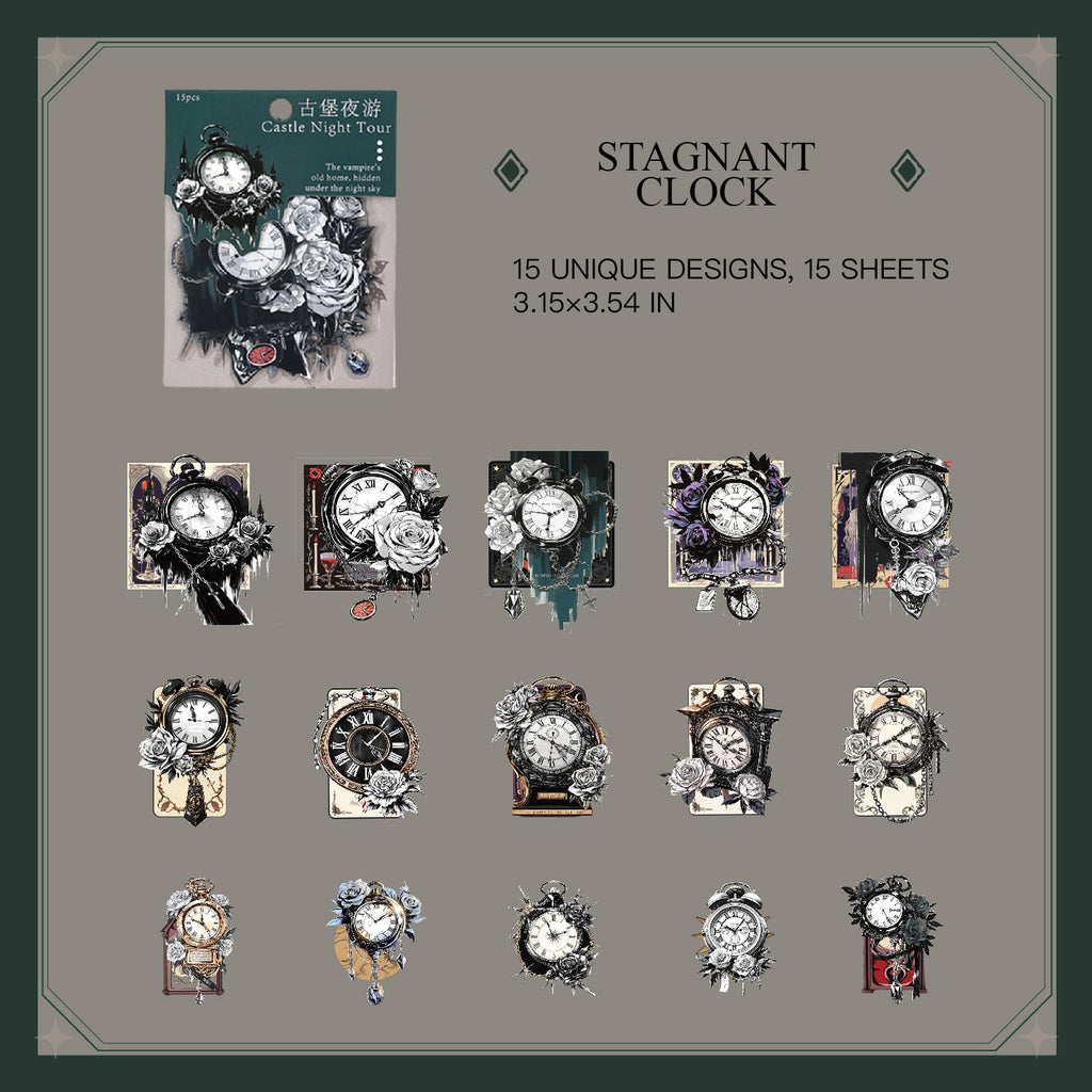 Stagnant Clock design - vintage gothic horror sticker