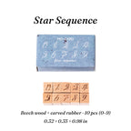 Vintage 0-9 Number Wooden Rubber Stamps — 10 Pcs, 6 Typeface Styles