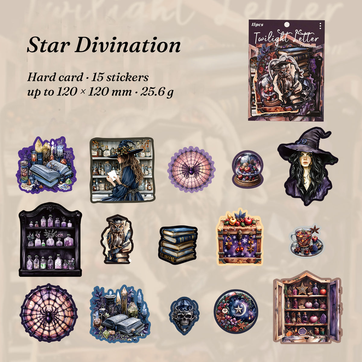 Star Divination mood — 15 pieces of tarot and celestial scenes