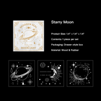 "Starry Moon vintage wood stamp - celestial design for card making and crafts"