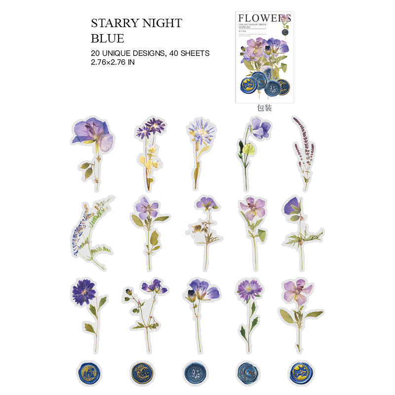 Starry Night Blue - celestial botanical wax seal sticker design
