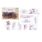 Rust colored steampunk gear and industrial cog line art stickers for scrapbooking