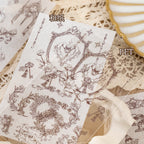 Dream Voyage sticker sheets spread on aged map background with celestial designs
