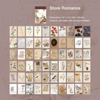 Store Romance vintage sticker design with romantic flower and shop illustrations