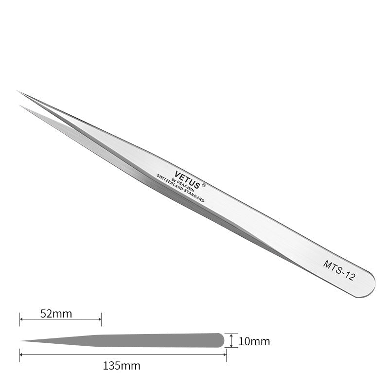 Straight tip precision tweezers for journaling and sticker placement