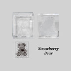 Strawberry Bear acrylic stamp with bear holding strawberry impression