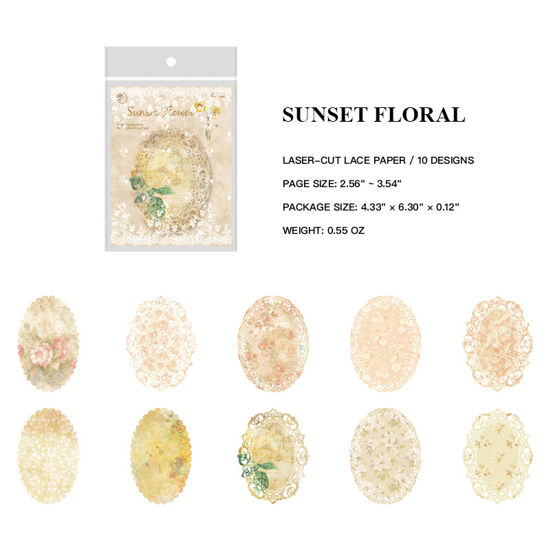 Sunset Floral laser-cut lace memo pad design with warm botanical elements