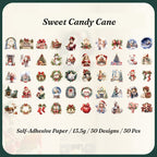 Sweet Candy Cane vintage Christmas sticker flakes collection 50 die cut designs self adhesive paper for journal spreads