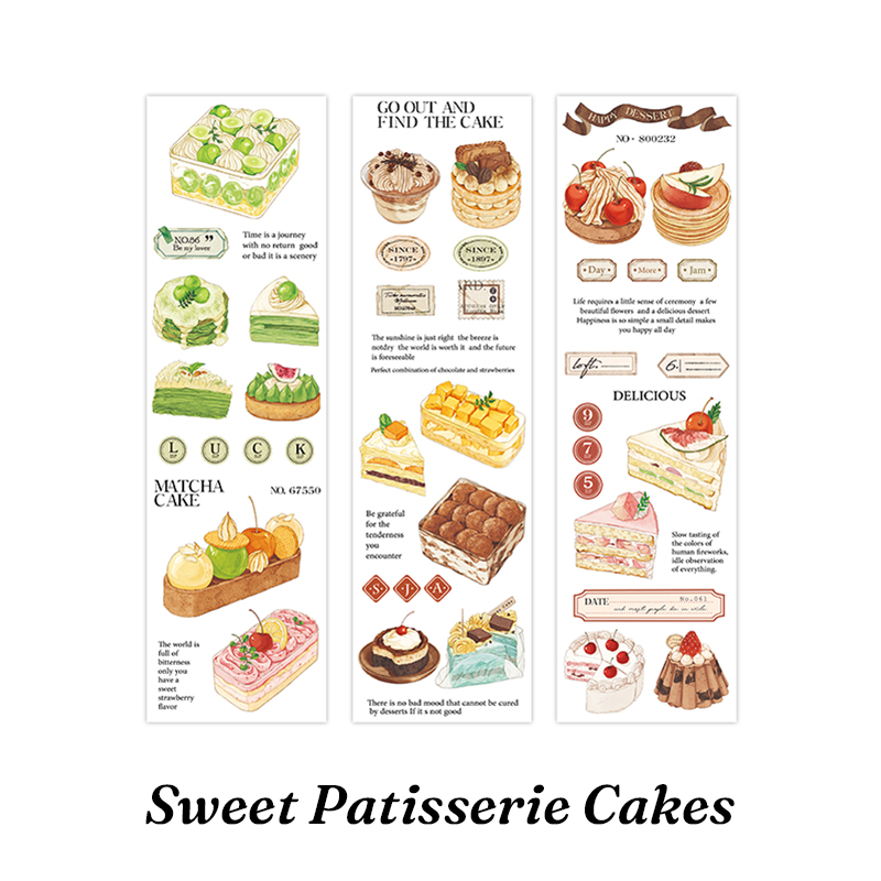 Sweet patisserie cakes clear PET sticker sheet