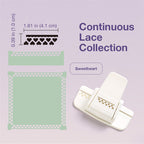 White border punch with heart chain pattern cut sample and continuous lace guide
